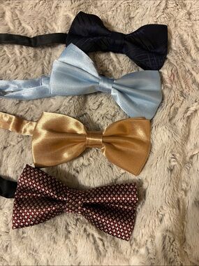 Mens Satin Bow Tie Set - Blue, Gold, Navy, Maroon